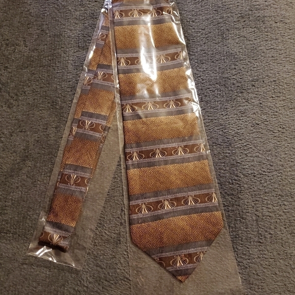 Brown & Blue Striped Patterned Tie New - Picture 2 of 6